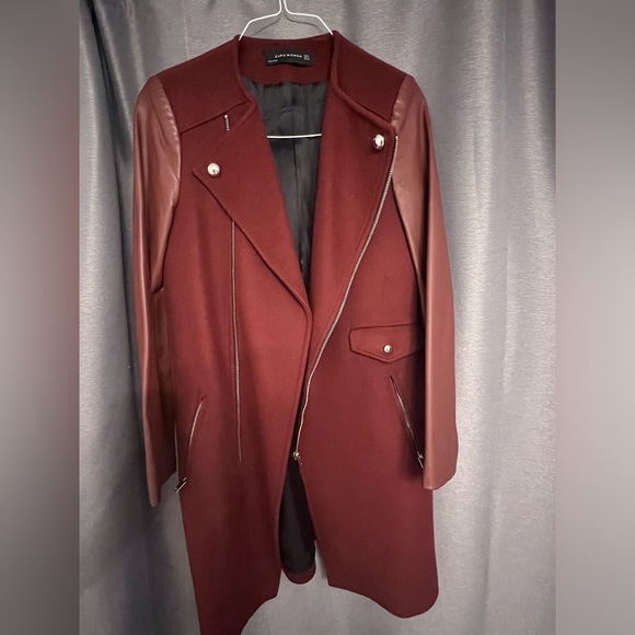 ZARA, WOMAN, WOOL/ LAMBSKIN JACKET - Picture 2 of 9